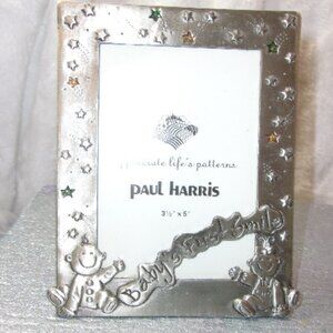 H-467 PAUL HARRIS PEWTER BABY'S FIRST SMILE PICTURE FRAME 3.5X5 SIZE